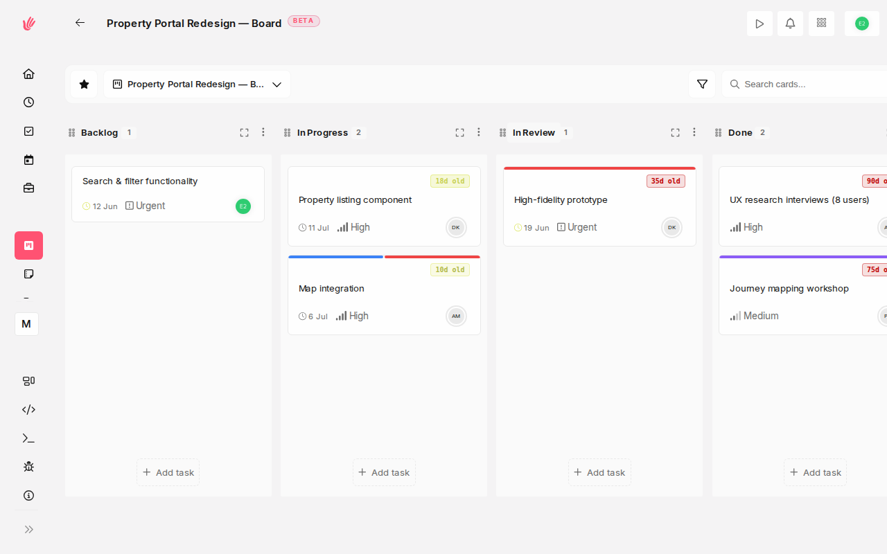 Kanban task board in Heyweek